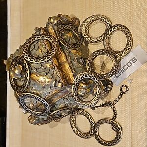 Chico's Cyprus Chain Belt Brass Ox Fashion Accessories Medium/Large